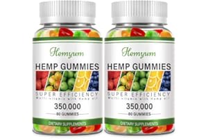 HEMYUM Hemp Gummies 2 Packs - for Sleep, Pain, Anxiety - with Organic Pure Hemp Supplement - Natural Hemp Oil Extract Gummy Edibles Vegan, Non-GMO - Made in USA