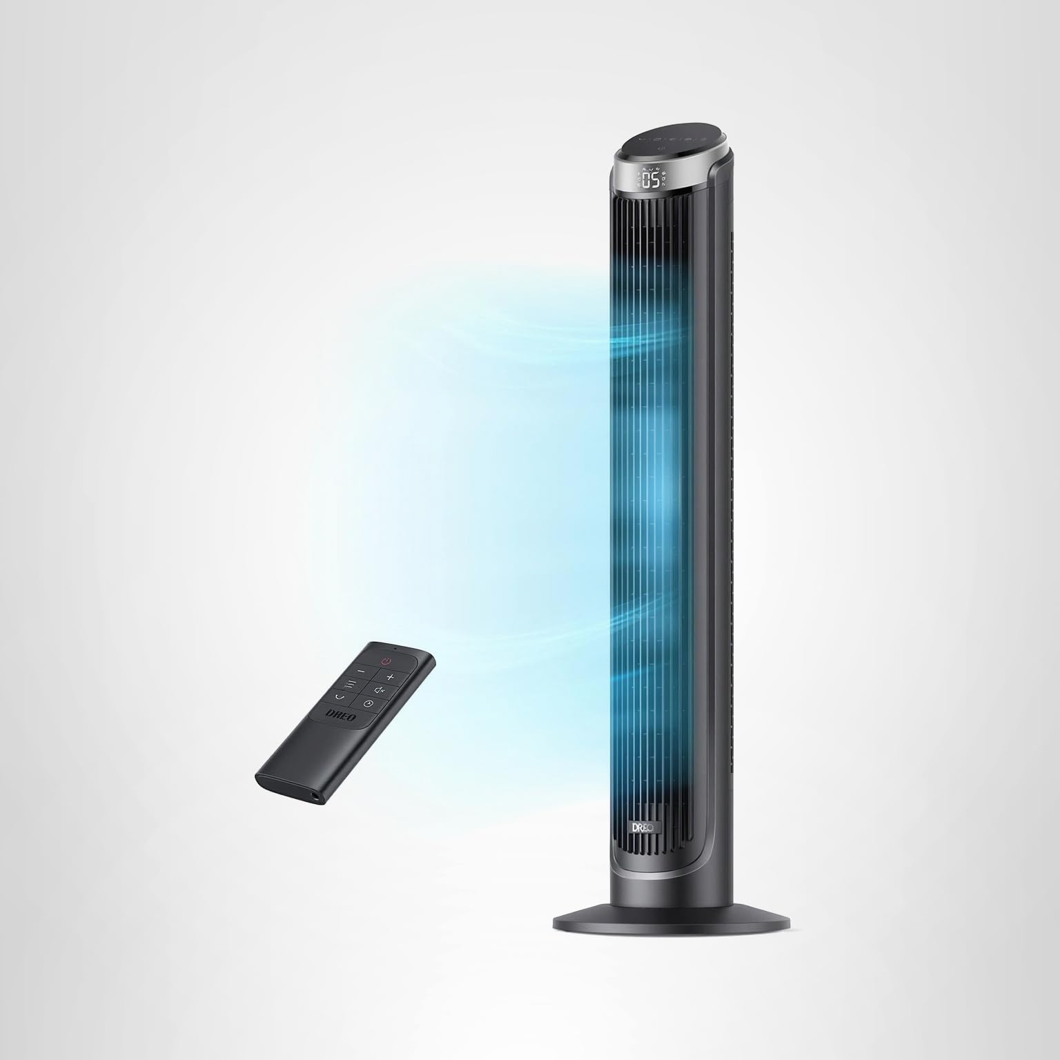 Dreo Tower Fan for Bedroom, 90° Oscillating Fans that Blow Cold Air, 5 Speeds, 4 Modes with 26ft/s Velocity, 12H & 28dB Quiet Timer, Remote, Touch, 40