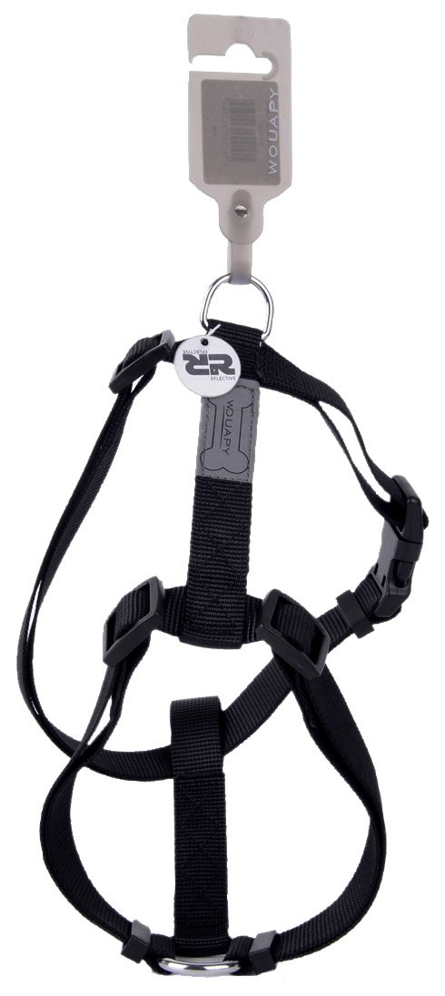 Wouapy Basic Line Harness for Dog, 12 mm Width/Thorax of 32/45 cm, Black Harness