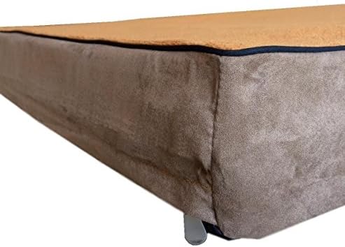 Replacement Sudan Brown Color Coral Fleece MicroFiber Plush Brown Suede Slip Resistant External Zippered Gusset Style Luxurious Comfortable Soft External Dog Pet Bed Cover (47''x29''x4'')