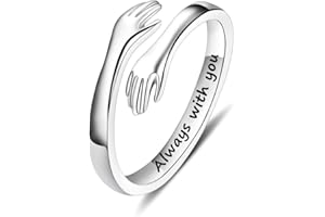 IEFSHINY Hug Ring for Women Teen Girls, 925 Sterling Silver Hug Ring Gifts for Women Mom Daughter Grandma Wife Adjustable Gifts for Women Teen Girls