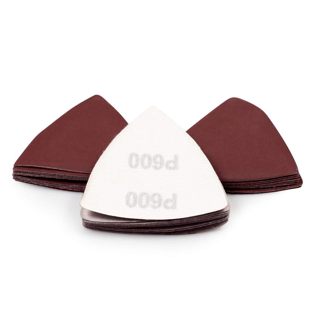 SPEEDWOX 30 Pcs Hook and Loop Triangle Sandpaper 600 Grit 80mm 3-1/8 Inches for Oscillating Multi Tool Detail Sander Sanding Discs Triangle Sanding Pads — image 1