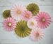 Mybbshower Pink Gold Paper Rosettes Princess Girl Birthday Party Wedding Flower Background Wall Hanging Home Nursery Room Decoration Pack of 9