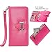 iPhone 6 Wallet Case for Women Detachable Rose Red/ iPhone 6 Detachable Zipper Wallet Purse with Card holder Strap Magnetic Slim Cover-Compatible for iPhone 6/6S 4.7 Inch Version-Weforever