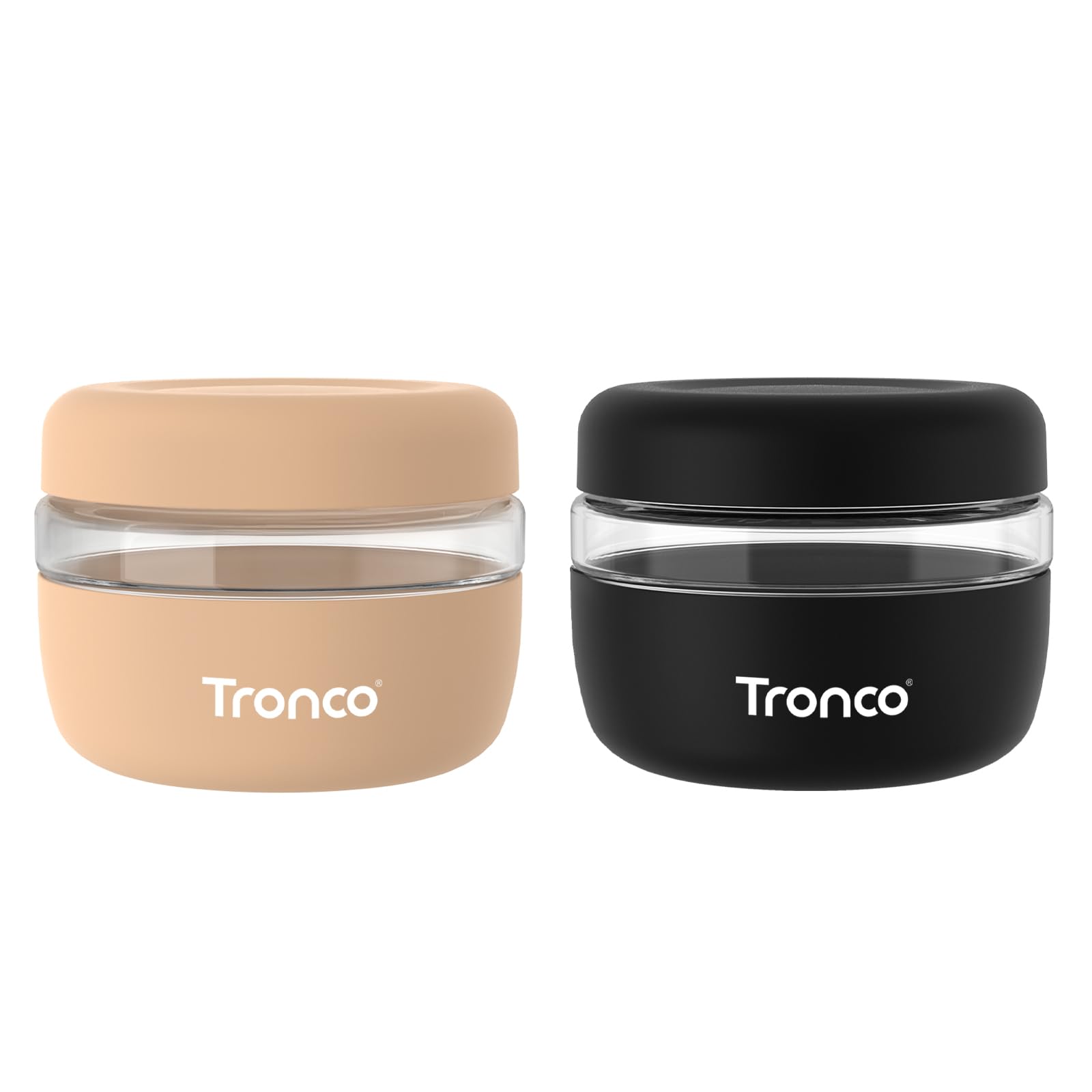 Tronco 16 oz Glass Food Storage Containers with Lids, Airtight, Leak & Spill Proof Glass Lunch Bowls for Meal Prep, Salad, Yogurt, Soup & Stew, Microwave & Dishwasher Safe, BPA-Free, Set of 2 Image