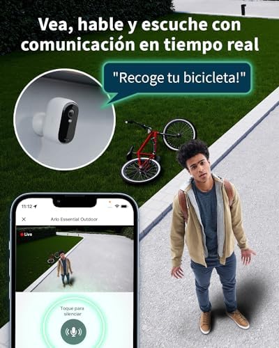 Essential 2 Camara Vigilancia WiFi Exterior HD, Camara Vigilancia WiFi Interior, Sensor de Movimiento, Alarmas Para Casa, Visión Nocturna En Color, Prueba Arlo Secure Incluida, 2 Cámaras, Blancas