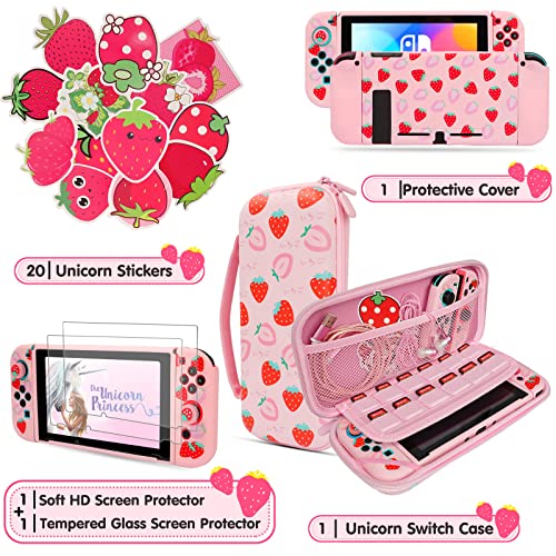 Cute Strawberry Carrying Case Compatible with Nintendo Switch (NOT