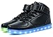 ToLFE Women Men High Top USB Charging LED Glow Shoes Flashing Sneakers Black Black 8 B(M) US