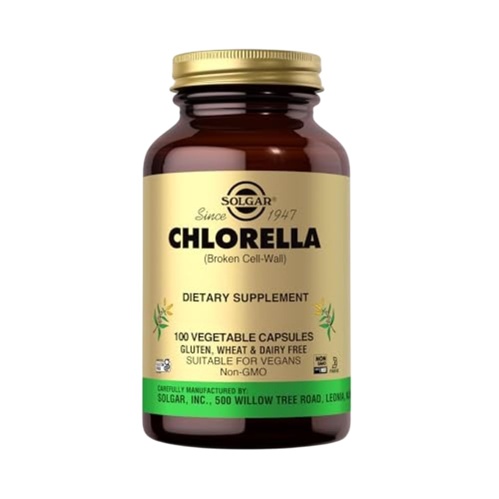 Solgar Chlorella 520 mg Vegetable Capsules - Pack of 100 - High Concentration of Chlorophyll - Helps Fight Cell Damage - Herbal Supplement - Kosher, Vegan and Gluten Free