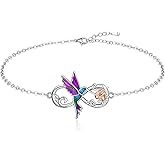 LOVGIFSET Infinity Hummingbird Ankle Bracelets for Women Sterling Silver Infinity Anklet Bracelet Beach Anklets Gift S925 Jewelry