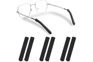 NADUSEP 6PCS Glasses Ear Cushion, Upgrade Soft Knitted Cotton Anti-Slip Fabric Eyeglass Ear Cushions Grips, Elastic Comfort Eyeglasses Temple Tips Ear Pads for Sunglasses Glasses Reading Glasses (Black)