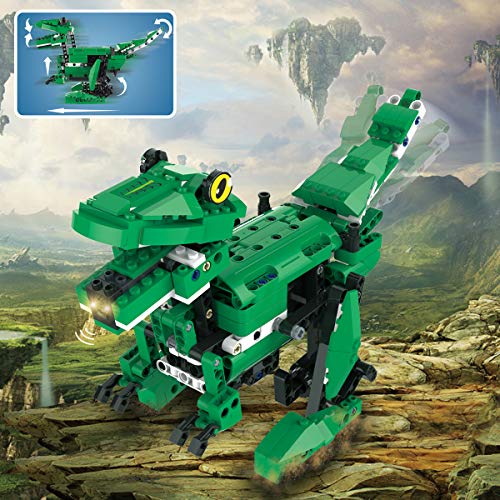Fistone Building Blocks Electric Induction Toys Dinosaur and Crocodile 2 in 1 Model Sets Assembling Puzzle Toys for Kids and Adults - Thumbnail 4