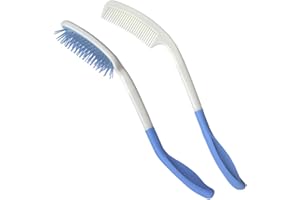 Long Handle Reach Handled Comb Brush Set 14 inch 2Pcs for Applicable to elderly and hand-disabled people inconvenient upper l