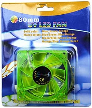 Amazon.com: 80MM UV REACTIVE BLUE LED GREEN / GREEN COMPUTER CASE ...
