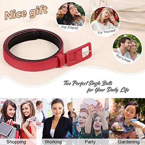 JASGOOD Women Skinny Waist Belt for Dress Jeans Pants Simple Thin Belt 0.75 inch Wide 2 Pack