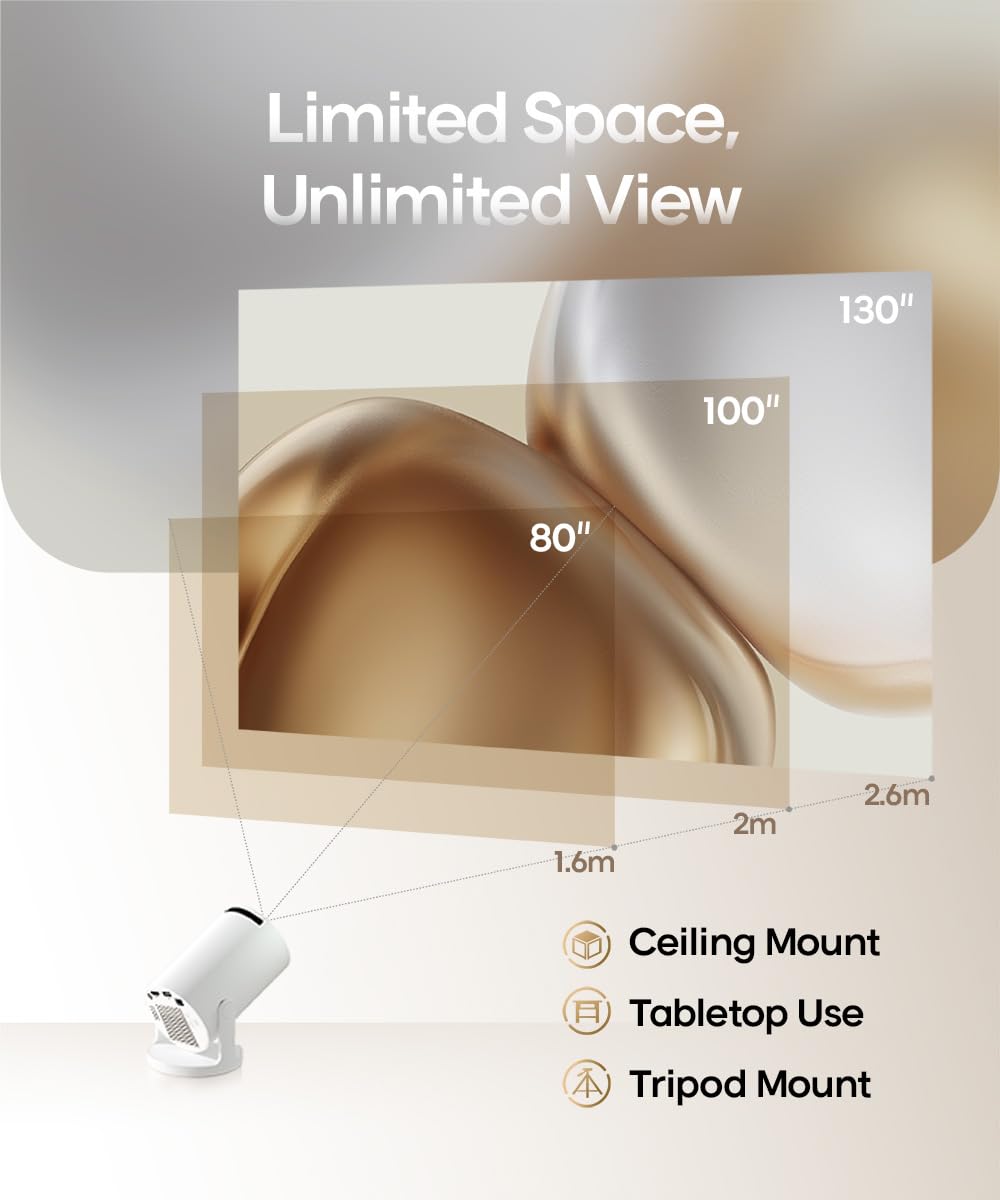 Magcubic 2025 Upgraded HY300PRO Mini Projector with WiFi and Bluetooth, Portable Projector 4K Support, Auto Keystone, 180 Degree Rotation, Smart Proyector for Home Outdoor Android 14