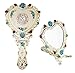 Ivenf Heart Shape Royal Vintage Princess Mirror, Hand-Painted Metal Handheld Mirror, White