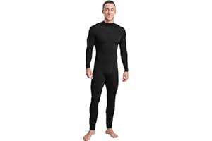ACSUSS Compression Yoga Jumpsuit For Men Stretchy Mock Neck Long Sleeve Bodycon Workout Bodysuit