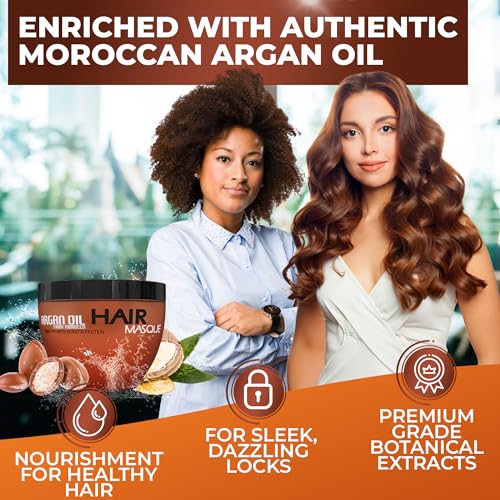 Moroccan Argan Oil Hair Mask Sulfate Free, Anti Frizz Hydrating Care for Women and Men Deep