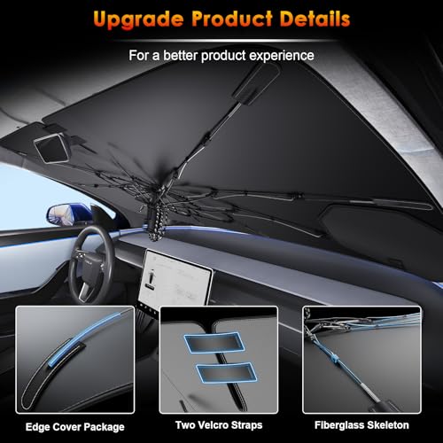[2026 Upgrade] BSTW Compatible with Benz GLC X254 2023-2026 & GLC X253 2016-2022 Windshield Sunshade, Automatic Folding Sun Shade Drawstring Design Thermal Insulation and UV Protection
