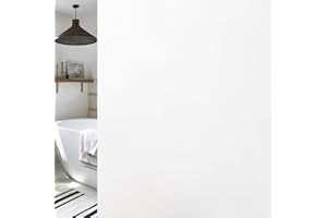 Haton Window Privacy Film, Frosted Glass Window Film for Bathroom, Opaque Decorative Window Coverings, Sun Blocking Static Cling Removable Window Sticker for Home, Non-Adhesive, White 17.5" x 78.7"