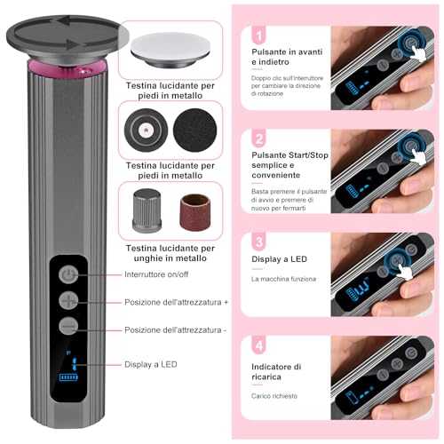 2 in 1 Electric Callus Remover, Professional Electric Foot Pedicure with LCD Display, Electric Foot File, Adjustable Speed, Rechargeable Callus Remover Set, for Cracked and Dead (Grey)