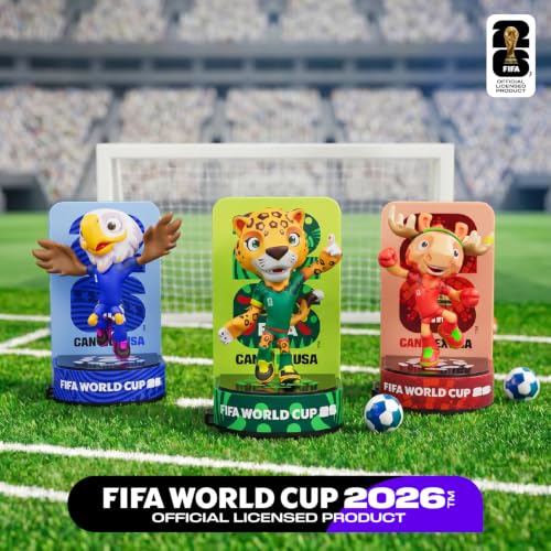 Sanyetral FIFA 2026 Copa Mundial Oficial Licenciada Conjunto de Figuritas de Mascotas de 3 con Caja de Exhibición (Zayu, Arce & Clutch), Figura de Modelo de Mercancía Oficial para Coleccionistas