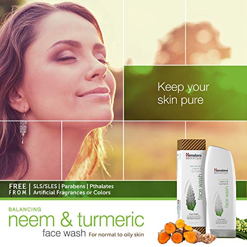 Himalaya Botanique Neem & Turmeric Natural Face Wash & Cleanser for Oily and Acne Prone Skin, 5.07 Oz/150 ml