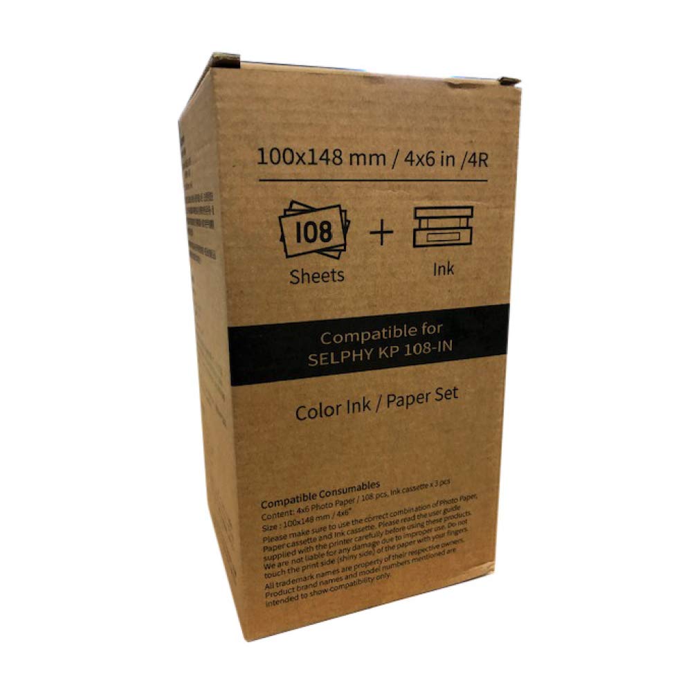 Hiti Cartridge and Paper for Canon Selphy CP1200 CP1300 CP1000 CP910 CP900, 100 x 148 mm/3 Ribbon + 108 Sheets of Photo Paper, 1, 4 Colours