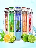 SH&H 27oz Tritan Fruit Infuser Water Bottle, Multi Color