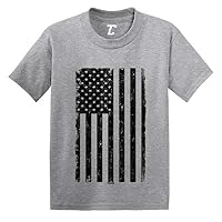 Distressed Black American Flag - USA Infant/Toddler Cotton Jersey T-Shirt (Light Gray, 4T)