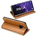ProCase Galaxy S9 Genuine Leather Case, Vintage Wallet Folding Flip Case with Kickstand and Multiple Card Holders Protective Book Case Cover for 5.8