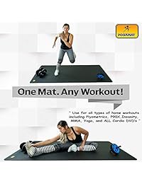 Pogamat   Esterilla grande para ejercicios, de 78 pulgadas x 48 pulgadas x 1 4 pulgadas de grosor (6.5 pies x 4 pies), esterilla de ejercicios y yoga anticortes Perfecta para todo tipo de ejercicios. No se enrolla hacia arriba mientras ejercita. Utilizar