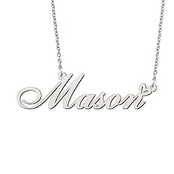BYBWBL Mason Name Pendant Necklace Silver Color