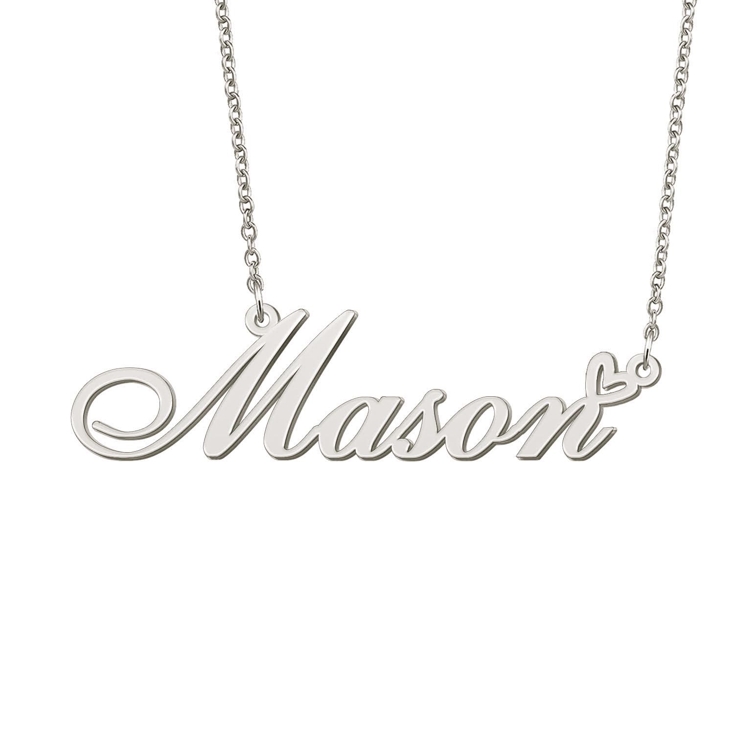 BYBWBL Mason Name Pendant Necklace Silver Color