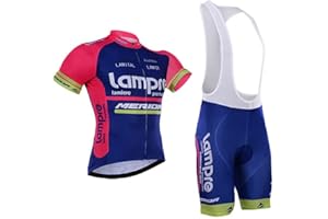 SGCIKER Retro Team Lampre Cycling Jersey Set For Men,Summer Bike Shirt MTB Cycling Clothing Bib Short Kits 9D Gel Pad