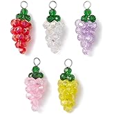 DanLingJewelry 20Pcs Colorful Handmade Grape Glass Seed Bead Charms 3D Imitation Fruit Food Charms for Jewelry Bracelet Necklace Earring Craft Bag Keychain Decor