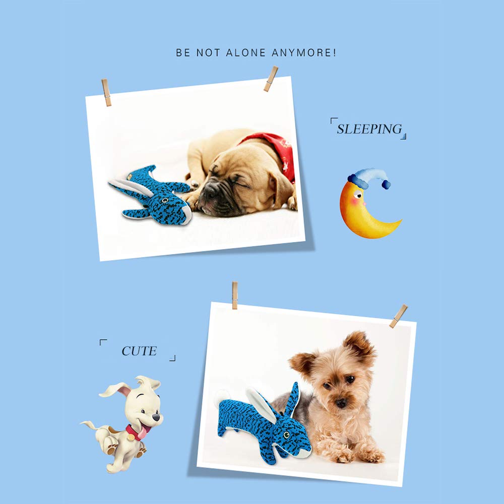 AXEN Cute Flyknit Durable Squeaky Rabbit Shaped Dog Toy for Aggressive Chewers, Rabbit Blue