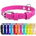 WAUDOG Soft Leather Dog Collar - Dog Collars for Small Medium Large Dogs Puppy - Red Blue Pink Purple Green Black - Handmade with Real Genuine Leather - Glamour Plus (X-Small 7"-8 1/4" Neck, Pink)