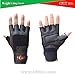 4Fit Leather Weight Lifting Gloves Long Wrist Wrap Padded Strength Training Gym S-XXL (Large)