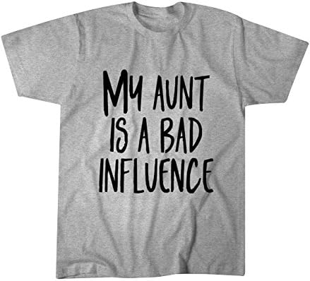 My Aunt Is A Bad Influence Niece and Nephew T Shirts For Toddlers and Kids Funny and Cute (Youth Large, Gray)