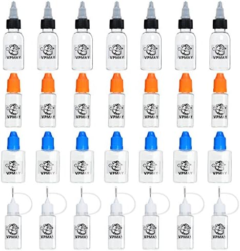 VPMAY 28 Pcs PET Empty Dropping Bottles Childproof Cap Steel Needle Dropper Bottles 30ml(14Pcs) 15ml(14Pcs)