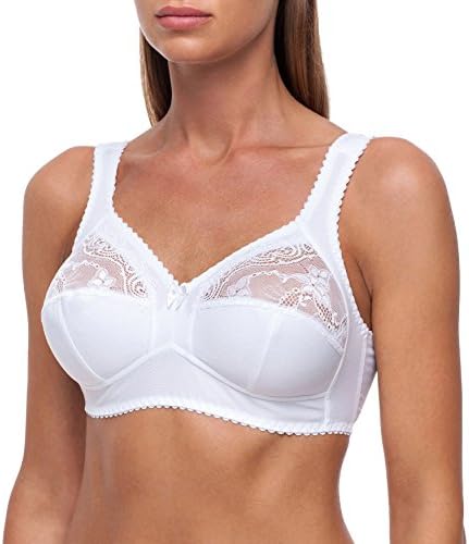 fruitVogue Women's Full Cup Coverage Wireless Wire Free Unpadded Lace Plus Size Bra 40 G White (SL_601_90H)
