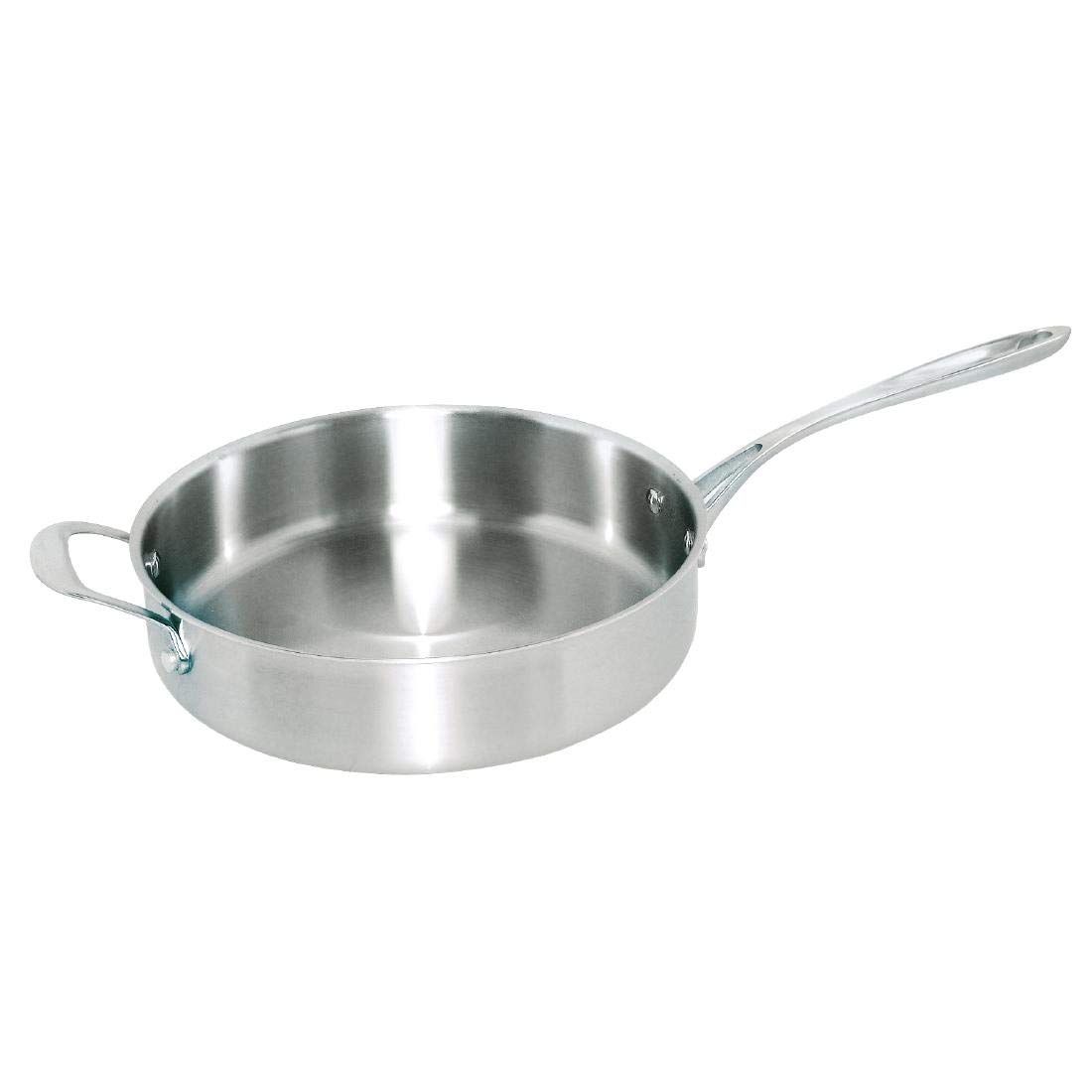 Vogue Tri Wall Sauté Pan 28 cm/3.95 Litre, Stainless Steel & Aluminium, Induction Compatible Frying Pan, Suitable for all Cooking Surfaces, Compatible Lid: Y426 (Sold Separately), GG032