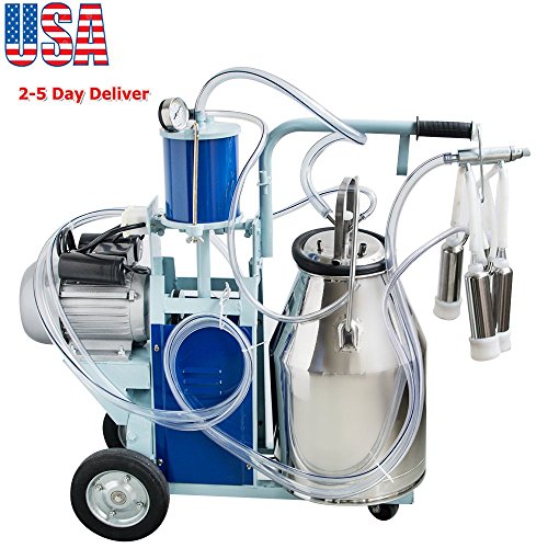 Pevor Electric Milking Machine Milker Machine 10-12 Cows per Hour with 25L 304 Stainless Steel Bucket Milk Machine for Farm Cows