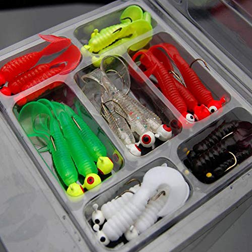 C/N 21 Stück Angelköder Jigköpfe Angeln Mini Soft Baits Lebensechte Köder mit Angelzubehör Box für Forelle Zander… – Bild 8