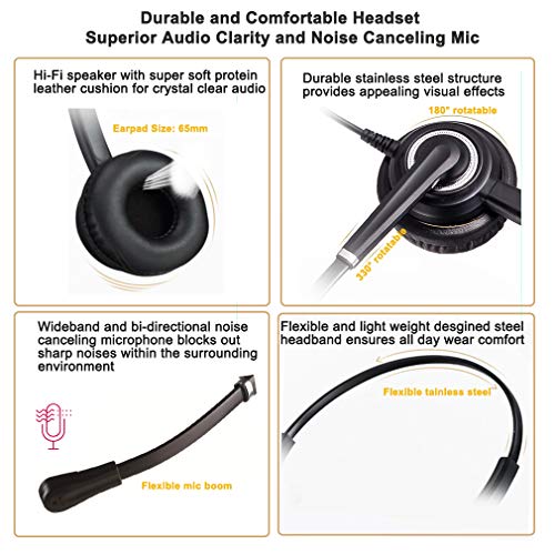 Emaiker USB Headset with Noise Cancelling Microphone Mute Computer