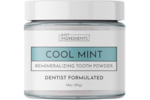 JUST INGREDIENTS Remineralizing Tooth Powder – Fluoride-Free Oral Care – Gently Cleans & Whitens – Supports Strong Teeth & Fresh Breath – Vegan, Non-GMO, Made with Real Food Ingredients (Regular, Remineralizing)