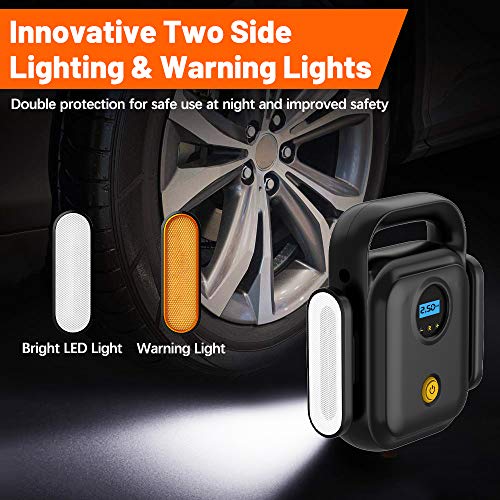 Directtyteam Car Air Compressor Tire Inflator, 12V Portable Air Pump for Car Tires, Tire Pump with LED Light, Long Cable and Auto Shut Off Compatible with Car, Bicycle, Motorcycle, Balls, Inflatable - Thumbnail 4