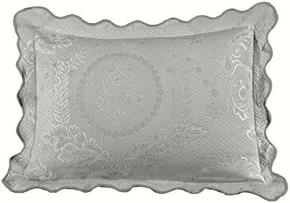 Europa Fine Linens English Rose Matelasse Bedding, King Sham Size 20-Inch by 36-Inch, Dove